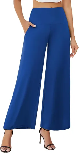 Arolina Women's Stretchy Wide Leg Palazzo Lounge Pants with Pockets Casual Comfy High Waist Palazzo Pants for Women Dressy