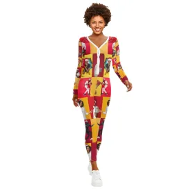 Black Christmas Onesie - All-Over Print Women's Low Neck One-Piece Pajamas