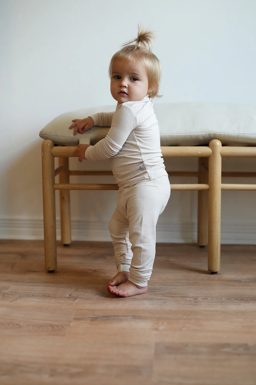 Bone Ribbed Solid 2 Piece Bamboo Pajama Set