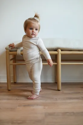 Bone Ribbed Solid 2 Piece Bamboo Pajama Set