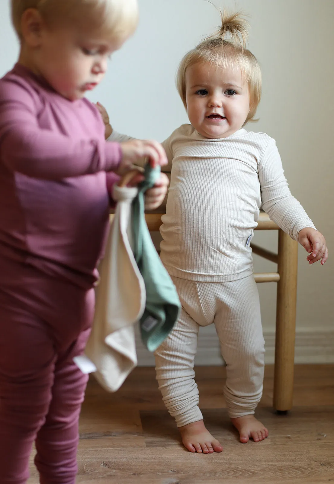Bone Ribbed Solid 2 Piece Bamboo Pajama Set