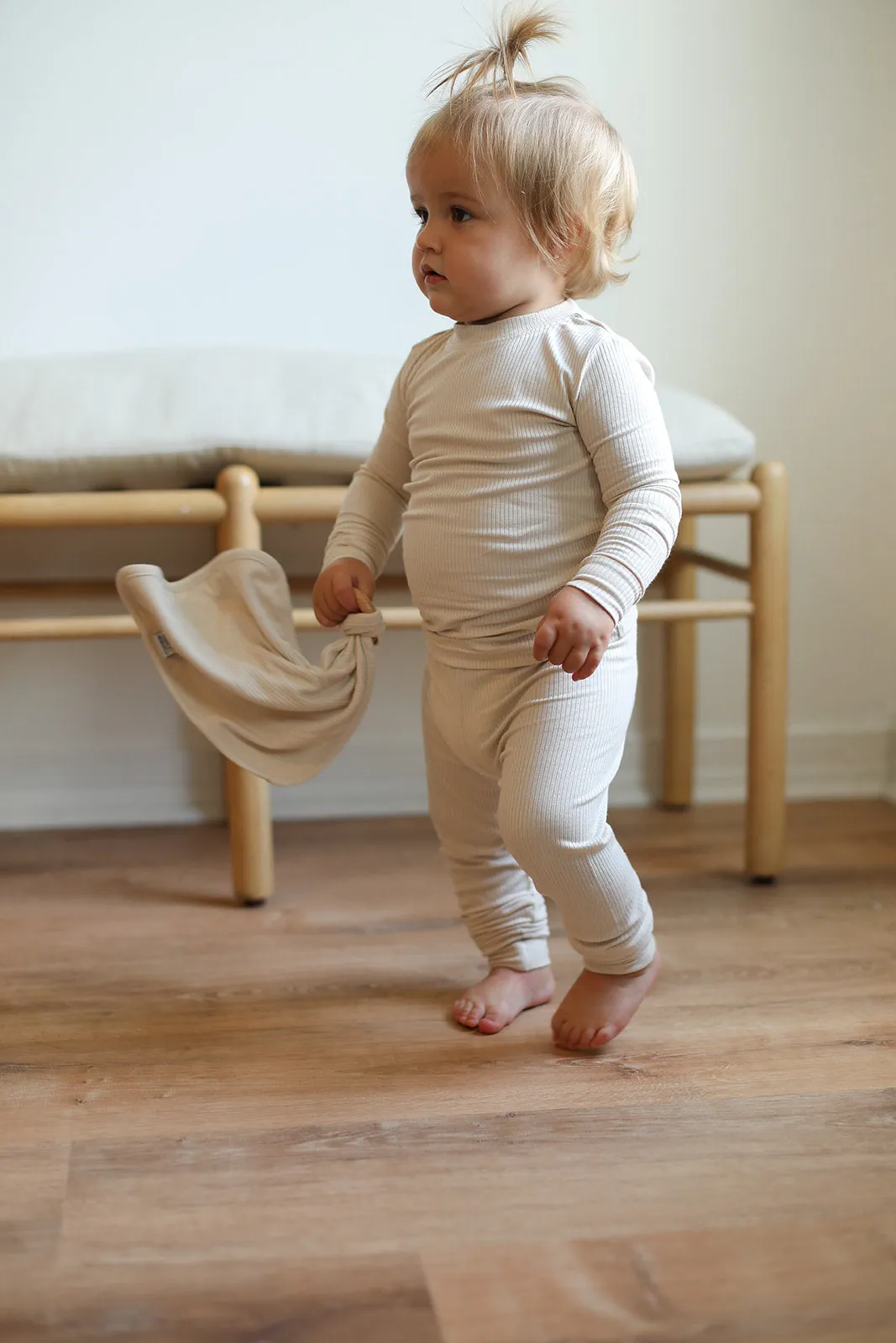 Bone Ribbed Solid 2 Piece Bamboo Pajama Set