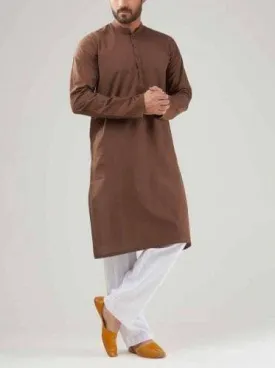 Brown Khadi Cotton  Kurta Set