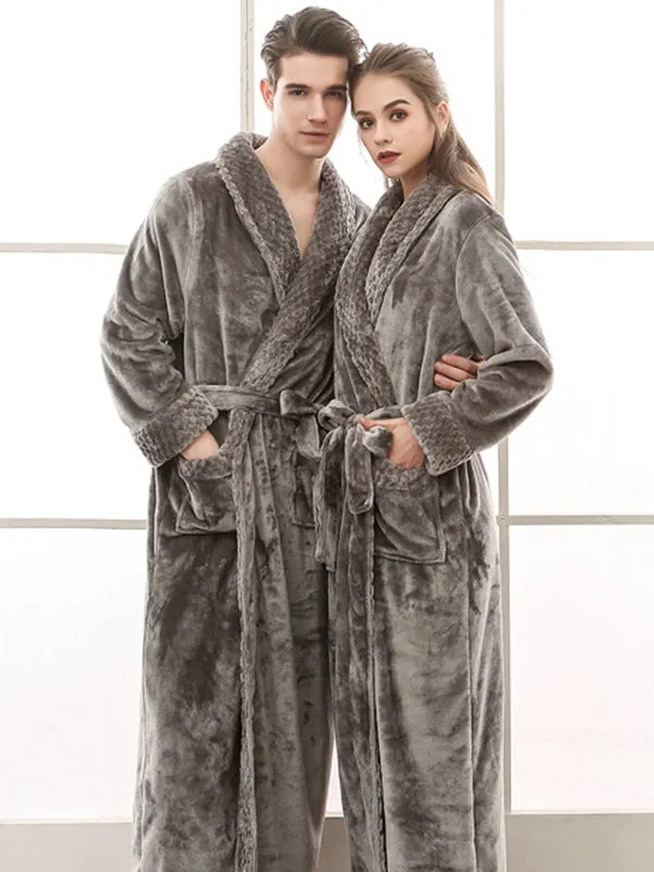Comfortable Solid Bandage Pajama Robe
