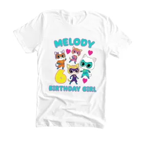 Custom Birthday Shirt, Add Name and age custom shirt,Super Cat Birthday Shirt Personalized Kitties Party Theme Cat Friends Family Matching Tees Outfit Gift for Girl Cute Fantastic Hero, Handmade decorated shirt