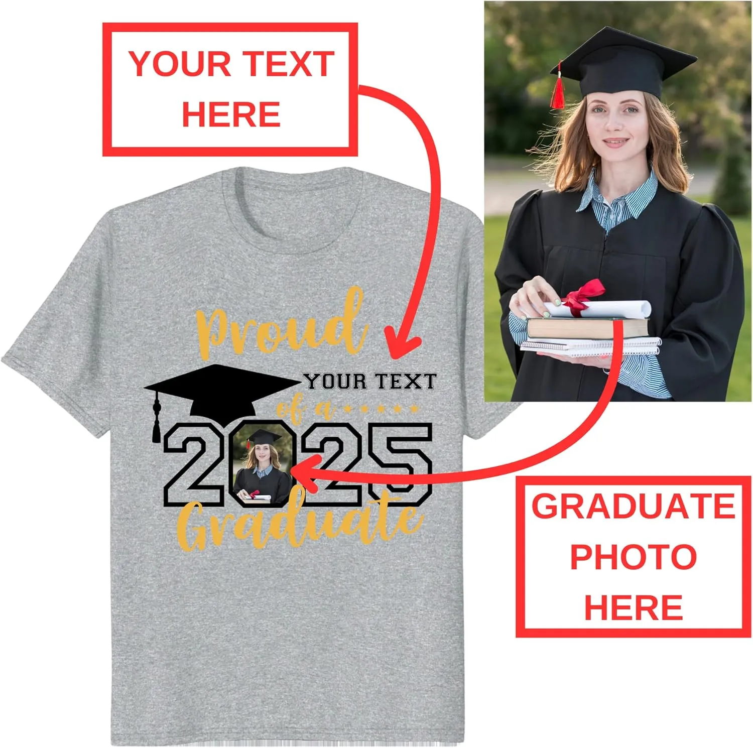 Custom Photo Graduation Shirts, Class of 2025 Family Graduation T-Shirt, Proud Family Graduation Tee, Graduate T Shirts