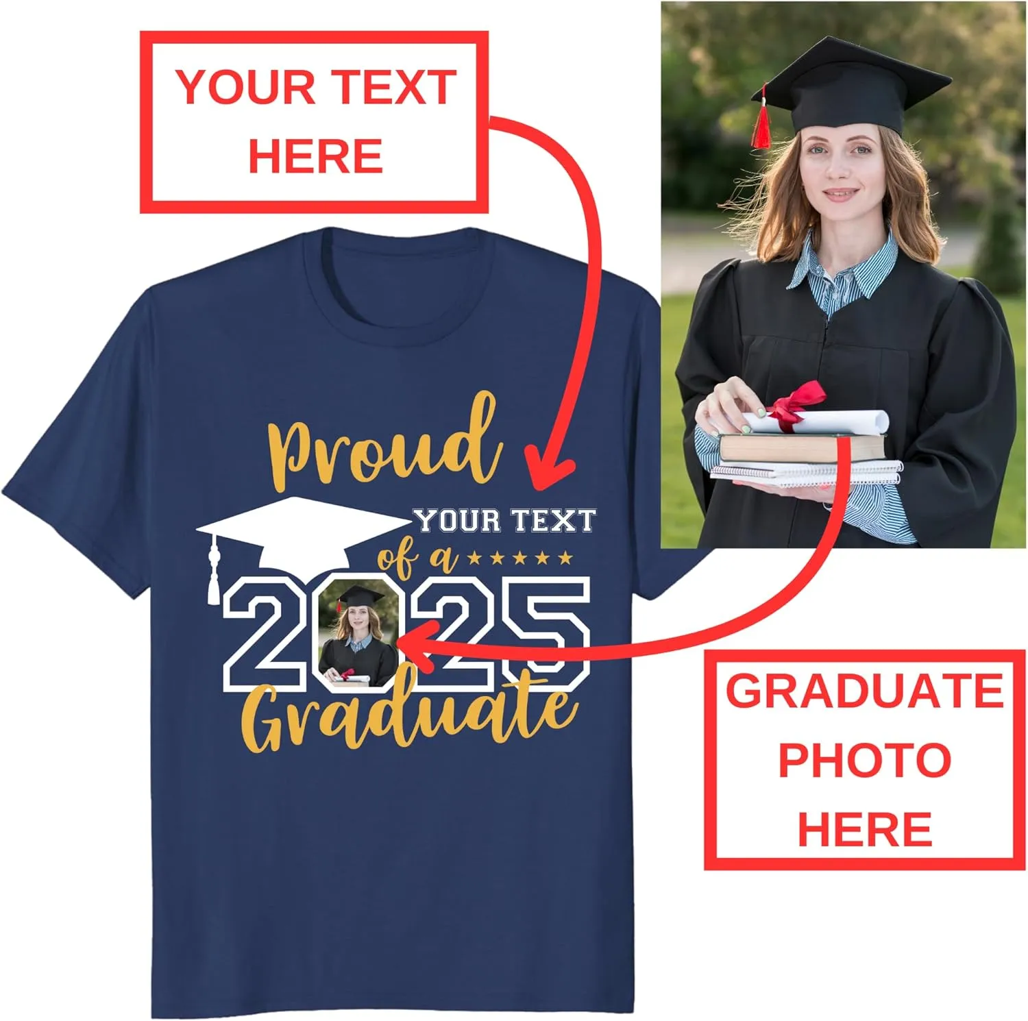 Custom Photo Graduation Shirts, Class of 2025 Family Graduation T-Shirt, Proud Family Graduation Tee, Graduate T Shirts