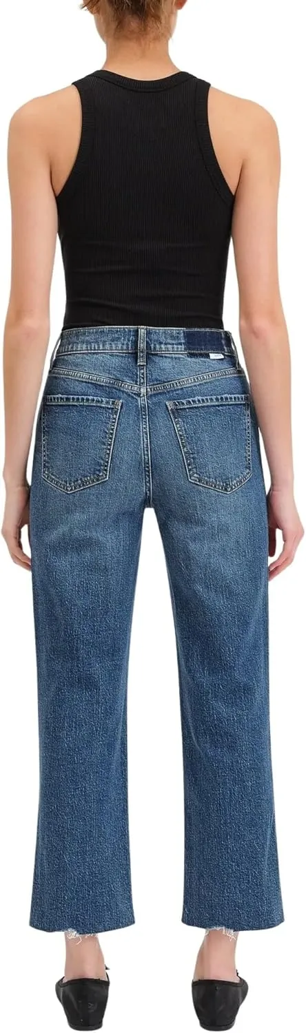 DAZE Women's Sundaze Crop High Rise Straight Leg Cropped Jeans