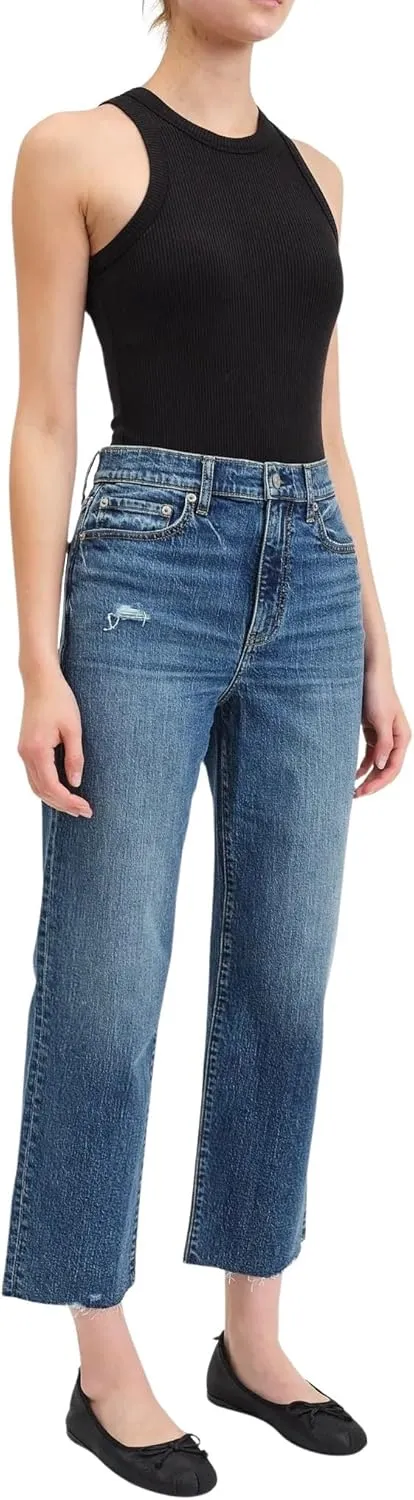 DAZE Women's Sundaze Crop High Rise Straight Leg Cropped Jeans