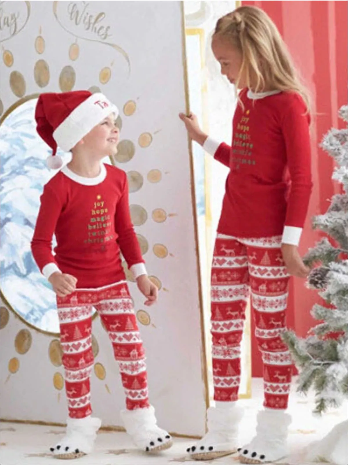 Family Red Christmas Print Pajama Set