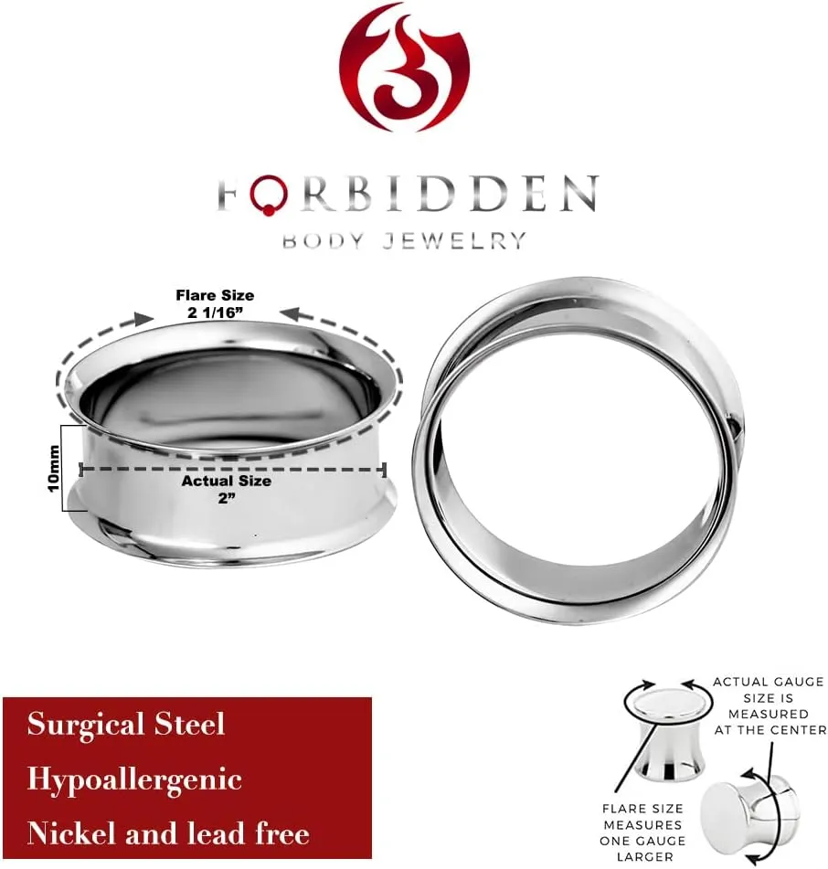 Forbidden Body Jewelry Ear Gauges, Ear Tunnels, Tunnels For Ears, Surgical Steel Mirror Finish Double Flared Tunnel Plug Earrings