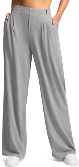 G Gradual Women's Wide Leg Pants High Waisted Waffle Knit Business Casual Slacks 2025 Office Dress Trousers Pants for Women