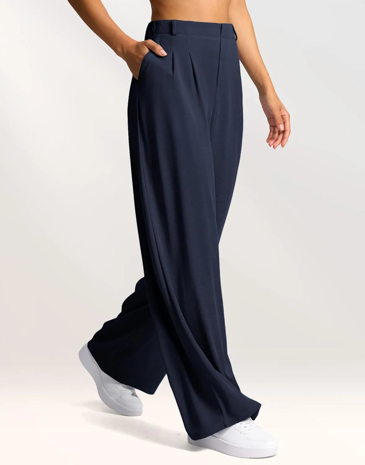 G Gradual Women's Wide Leg Pants High Waisted Waffle Knit Business Casual Slacks 2025 Office Dress Trousers Pants for Women
