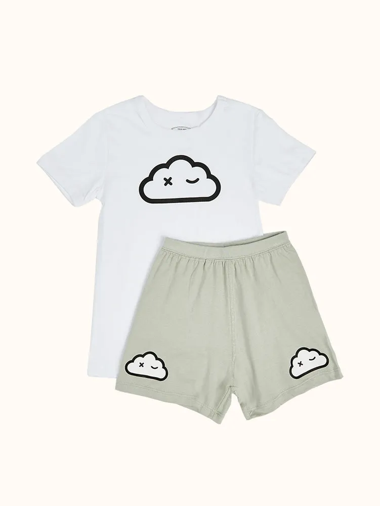 Girls' Cloud Wink Short Sleeve Organic Cotton Pajama Set