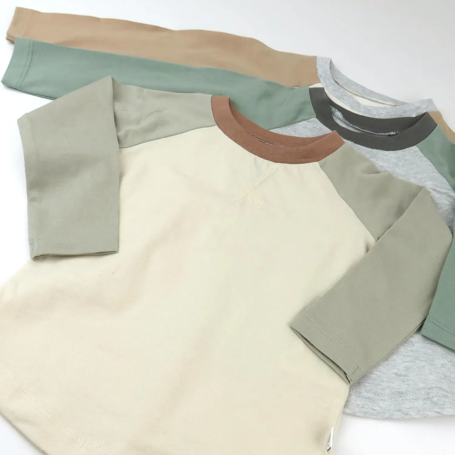HonestBaby 3-Pack Long Sleeve Baseball Raglan T-Shirt 100% Organic Cotton for Toddler, Infant Baby Boys