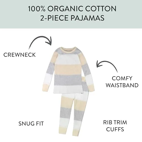 HonestBaby Baby Boys' 2-Piece Pajamas Sleepwear PJs 100% Organic Cotton for Infant Baby and Toddler Boy, Unisex