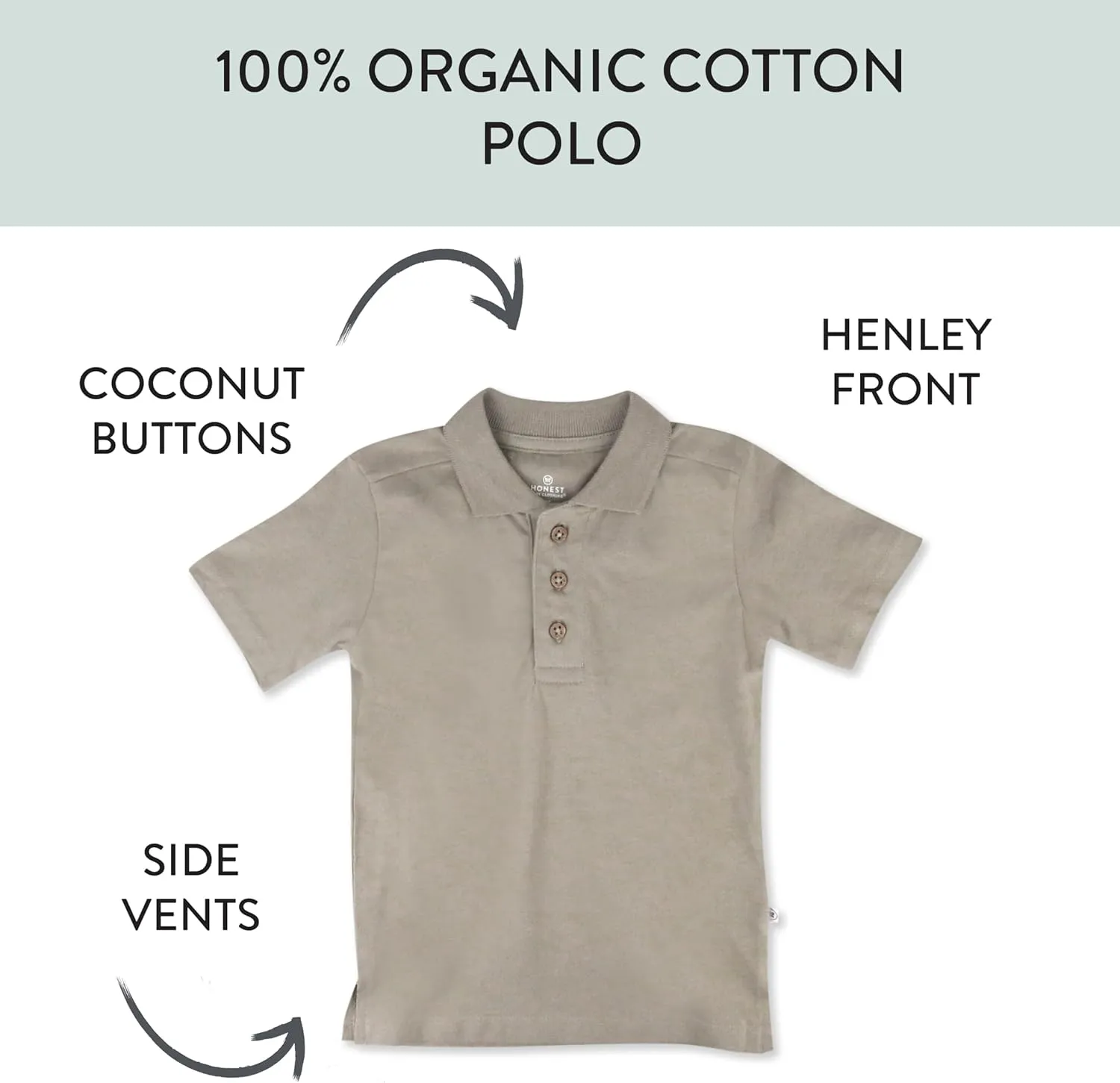 HonestBaby Polo T-Shirt Short Sleeve Tees 100% Organic Cotton Unisex