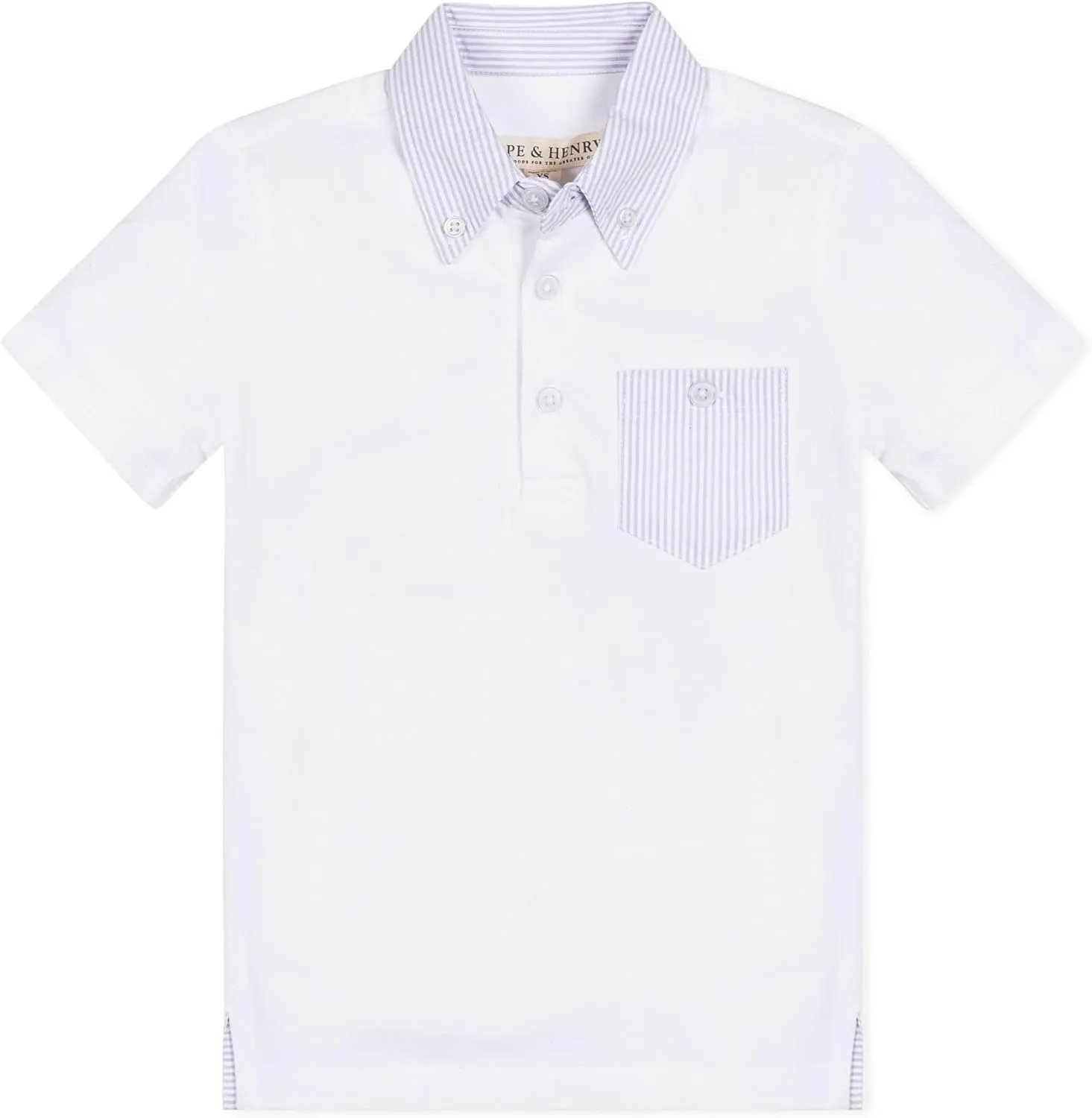 Hope & Henry Boys' Micro Stripe Jersey Short Sleeve Polo Shirt