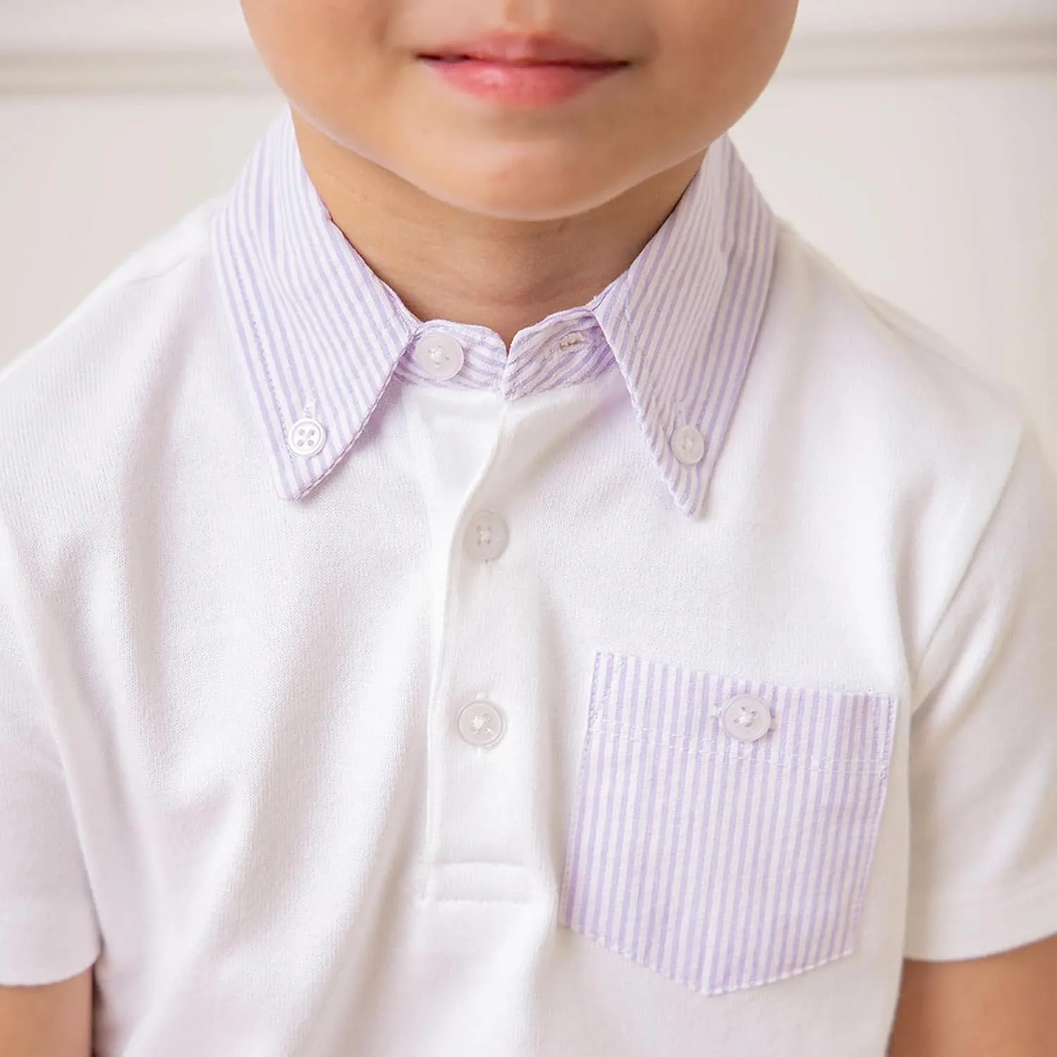 Hope & Henry Boys' Micro Stripe Jersey Short Sleeve Polo Shirt