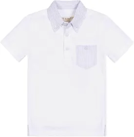 Hope & Henry Boys' Micro Stripe Jersey Short Sleeve Polo Shirt