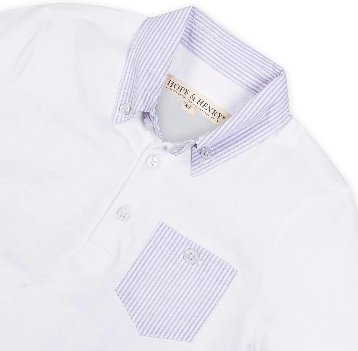 Hope & Henry Boys' Micro Stripe Jersey Short Sleeve Polo Shirt