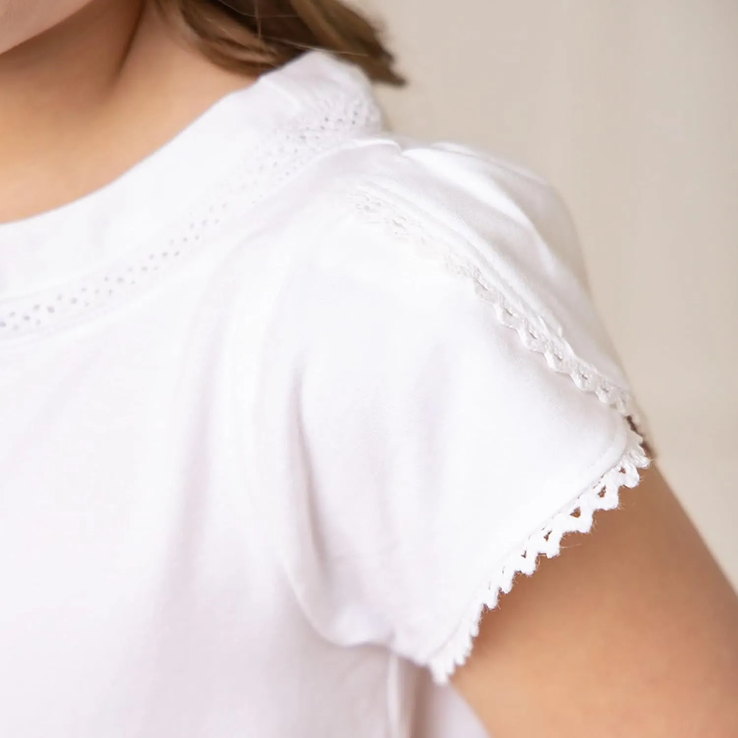 Hope & Henry Girls' Short Sleeve Flutter Sleeve Knit Top