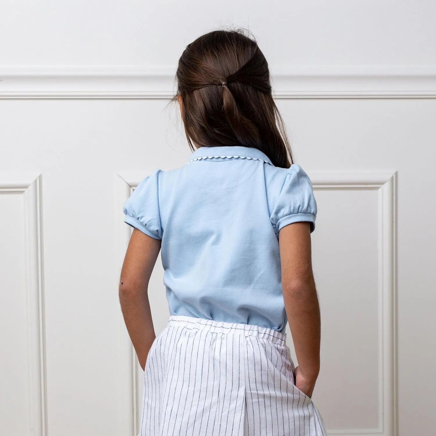 Hope & Henry Girls' Short Sleeve Flutter Sleeve Knit Top