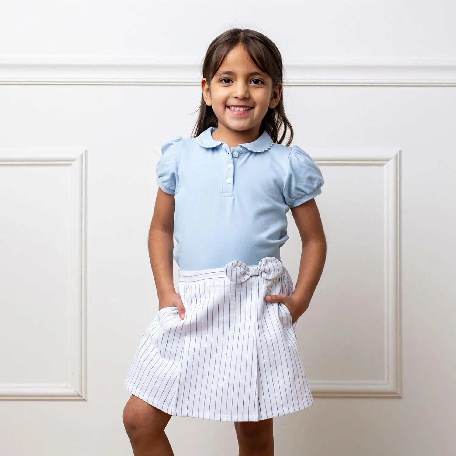 Hope & Henry Girls' Short Sleeve Flutter Sleeve Knit Top