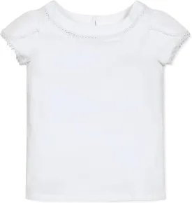 Hope & Henry Girls' Short Sleeve Flutter Sleeve Knit Top