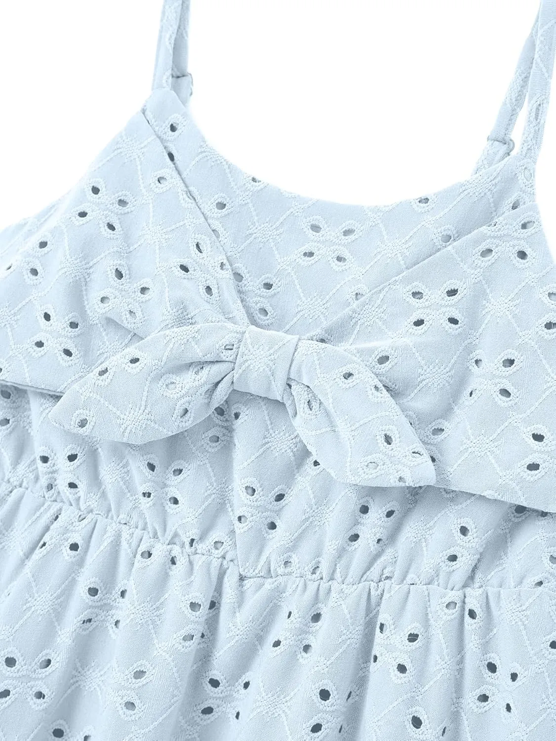 IFFEI Mommy and Me Matching Dresses Womens Eyelet Lace Midi Sundress Sleeveless Summer Dress for Casual Holiday Outfits