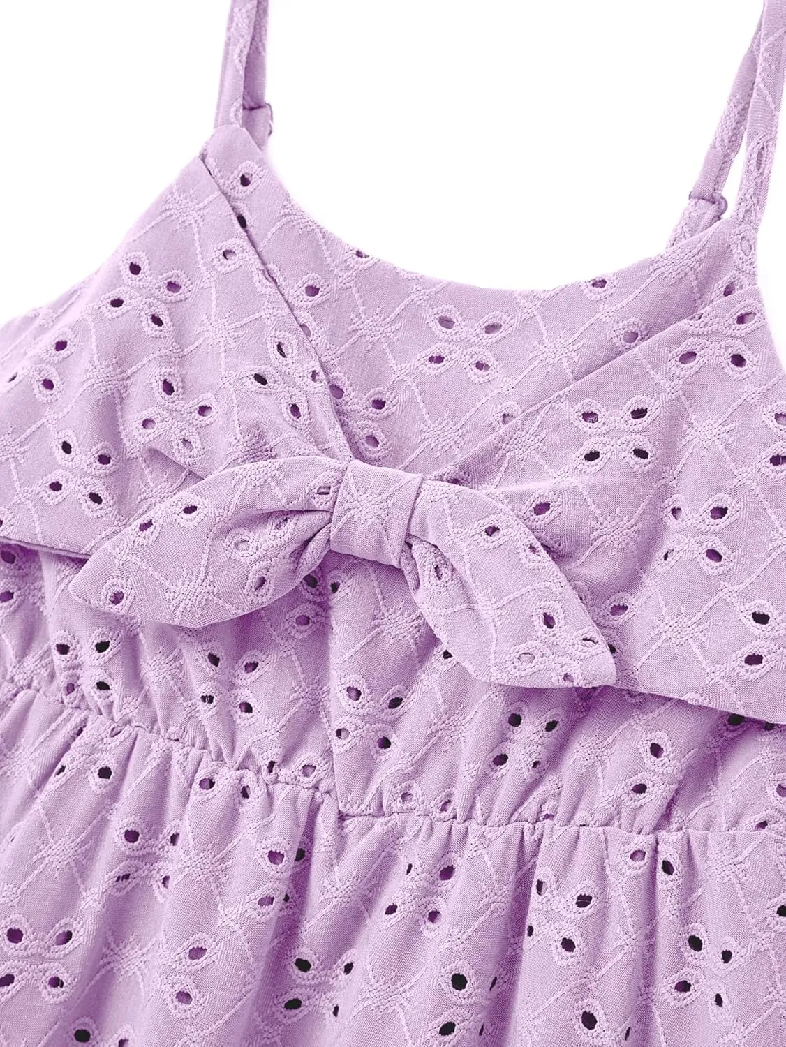 IFFEI Mommy and Me Matching Dresses Womens Eyelet Lace Midi Sundress Sleeveless Summer Dress for Casual Holiday Outfits