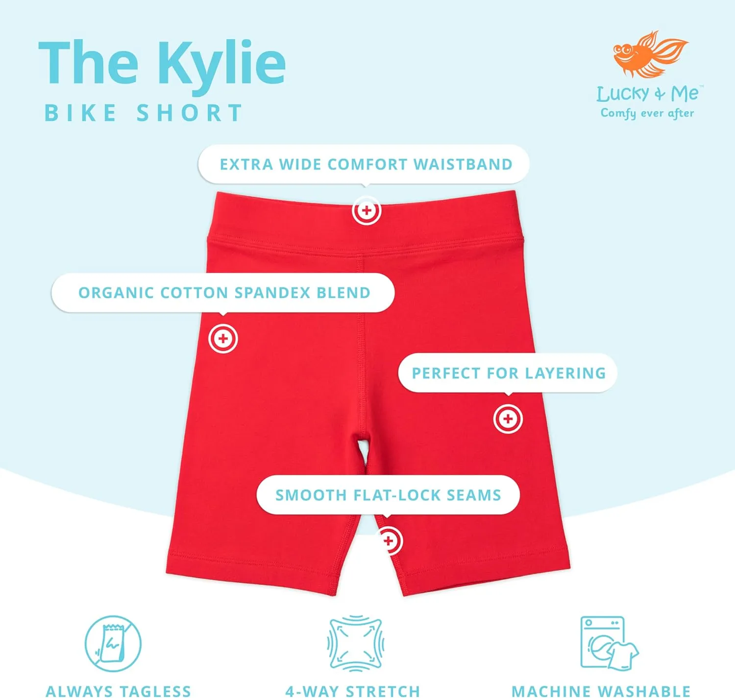 Lucky & Me | Kylie Girls Organic Cotton Bike Shorts | Tagless with Good Coverage (3-Pack)
