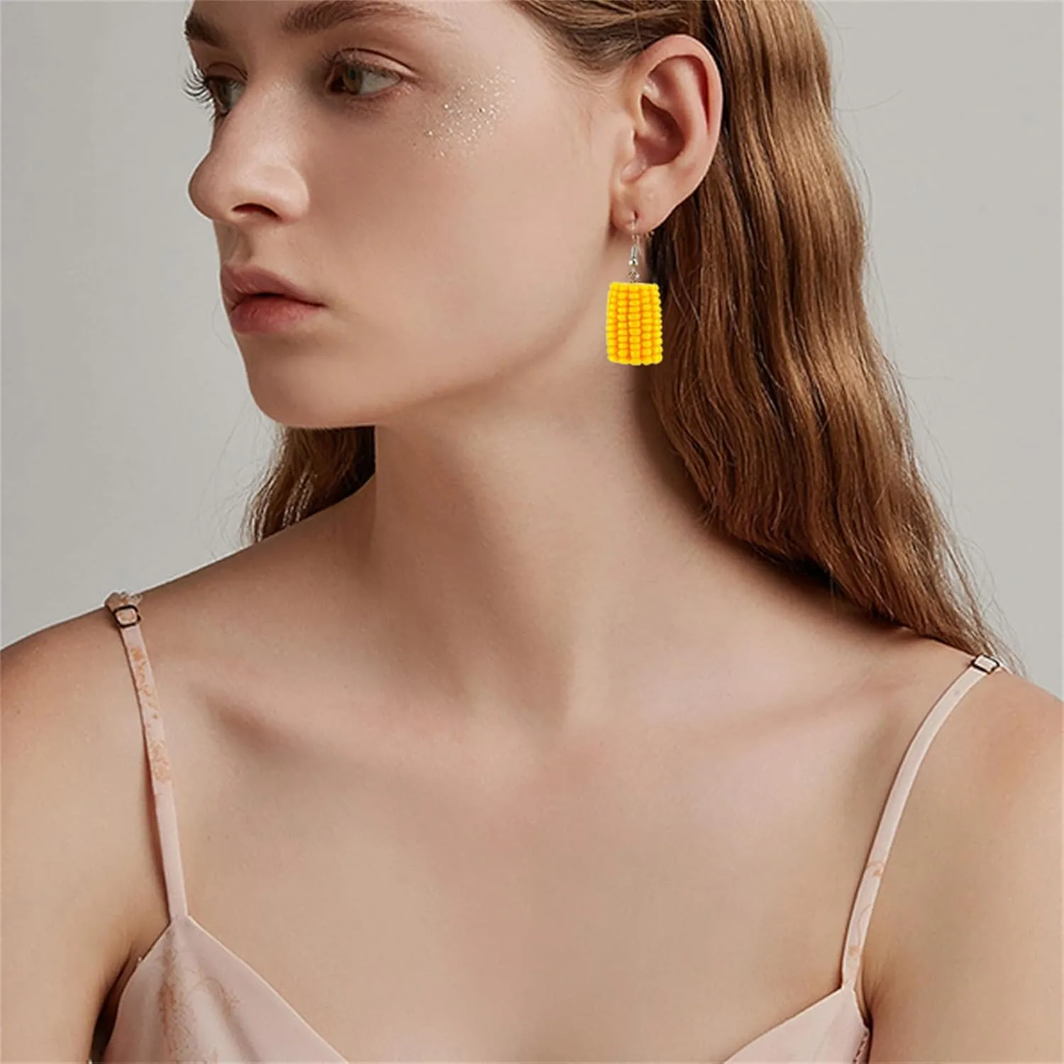 MALOYANVE Corn Earrings for Women 3D Funny Resin Handmade Lightweight Statement Lifelike Food Dangle Drop Earrings Thanksgiving Day Holiday Jewelry
