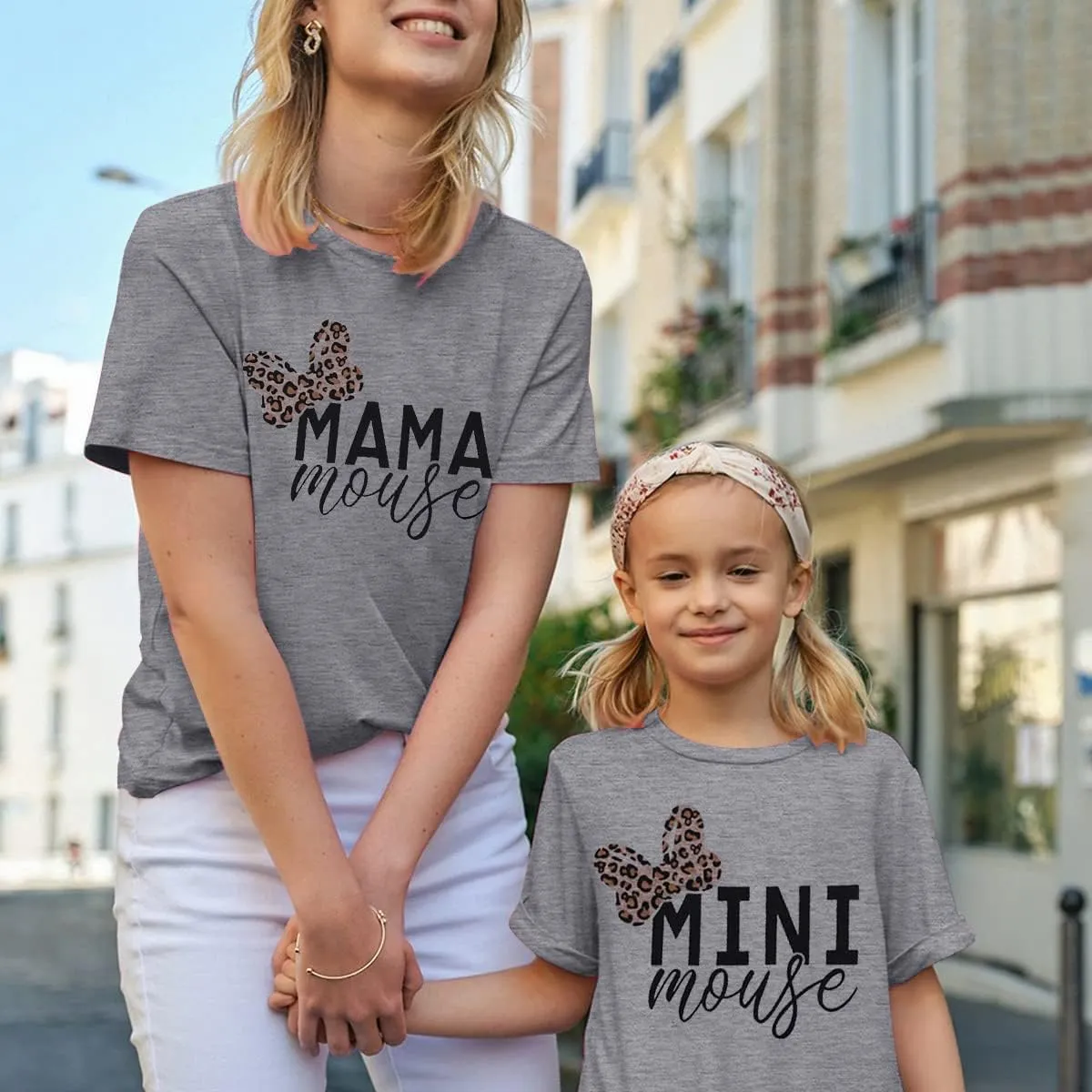 Mommy and Me Matching Shirt Outfit Mama Mini Leopard Love Heart Tshirt Mom Daughter Family Matching Set Clothes