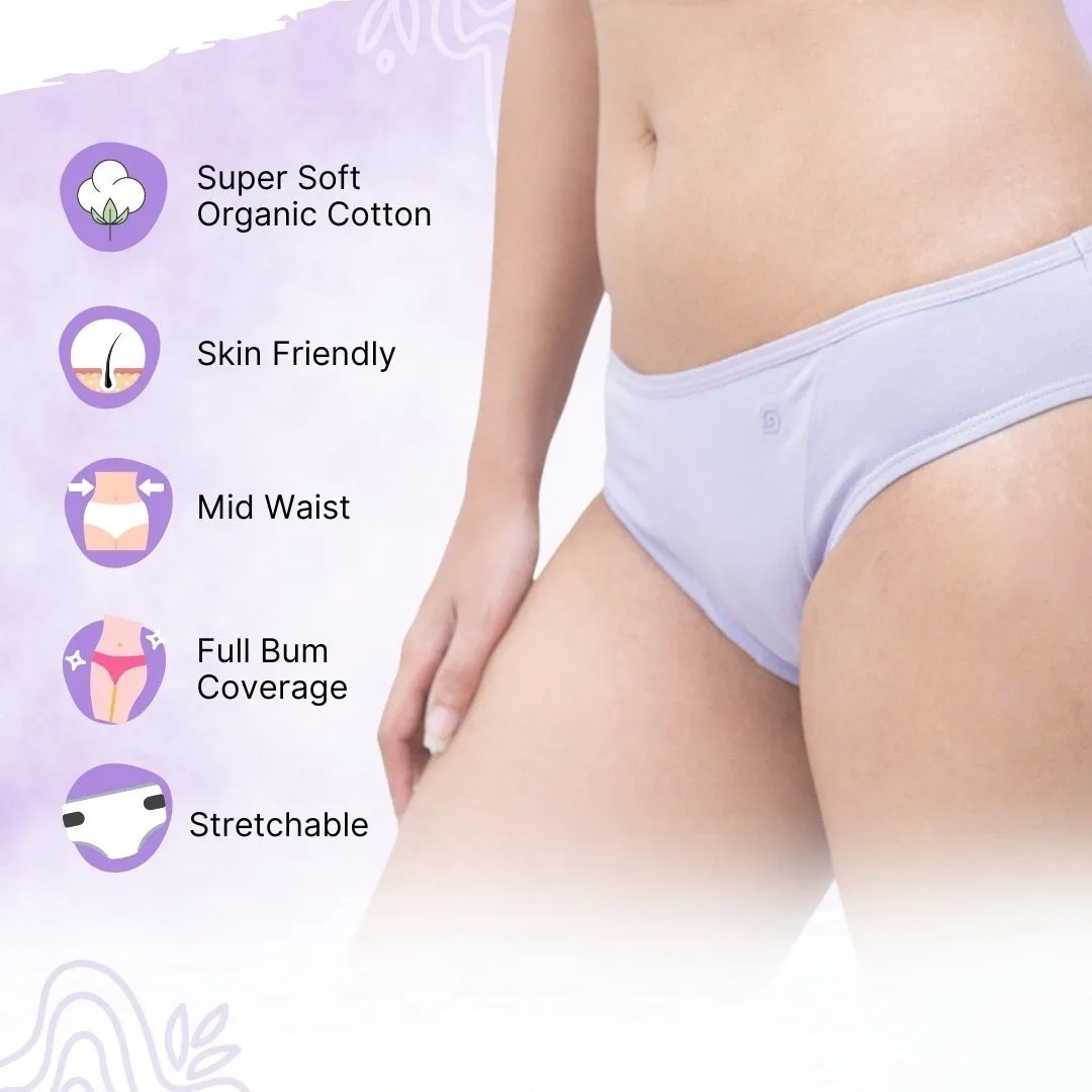 Organic Everyday Panty  Lavender Checks (Hipster) (3pc)