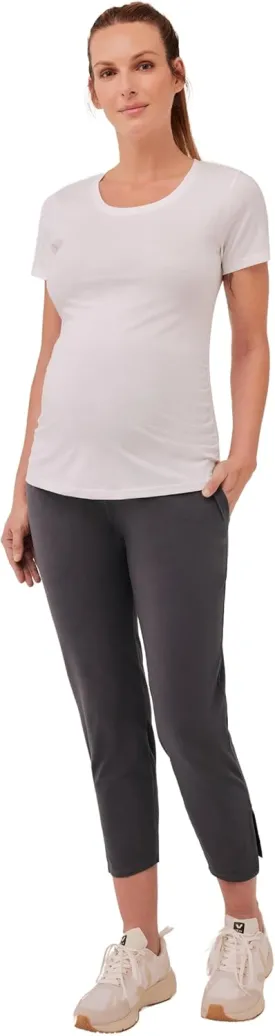 Pact Women's Made with Organic Cotton Maternity Pants - Split Hem Pregnancy Pants with Pockets, Foldover Waistband