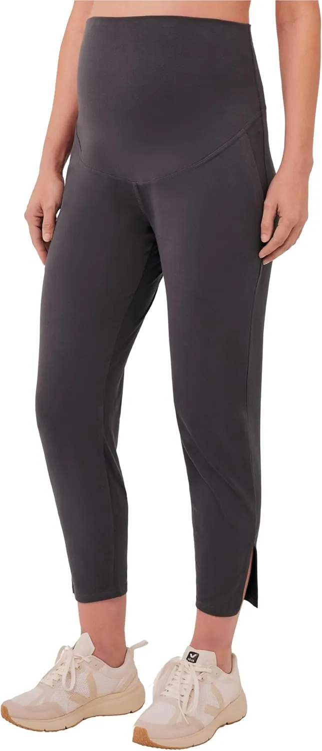 Pact Women's Made with Organic Cotton Maternity Pants - Split Hem Pregnancy Pants with Pockets, Foldover Waistband