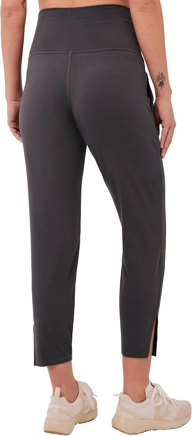 Pact Women's Made with Organic Cotton Maternity Pants - Split Hem Pregnancy Pants with Pockets, Foldover Waistband