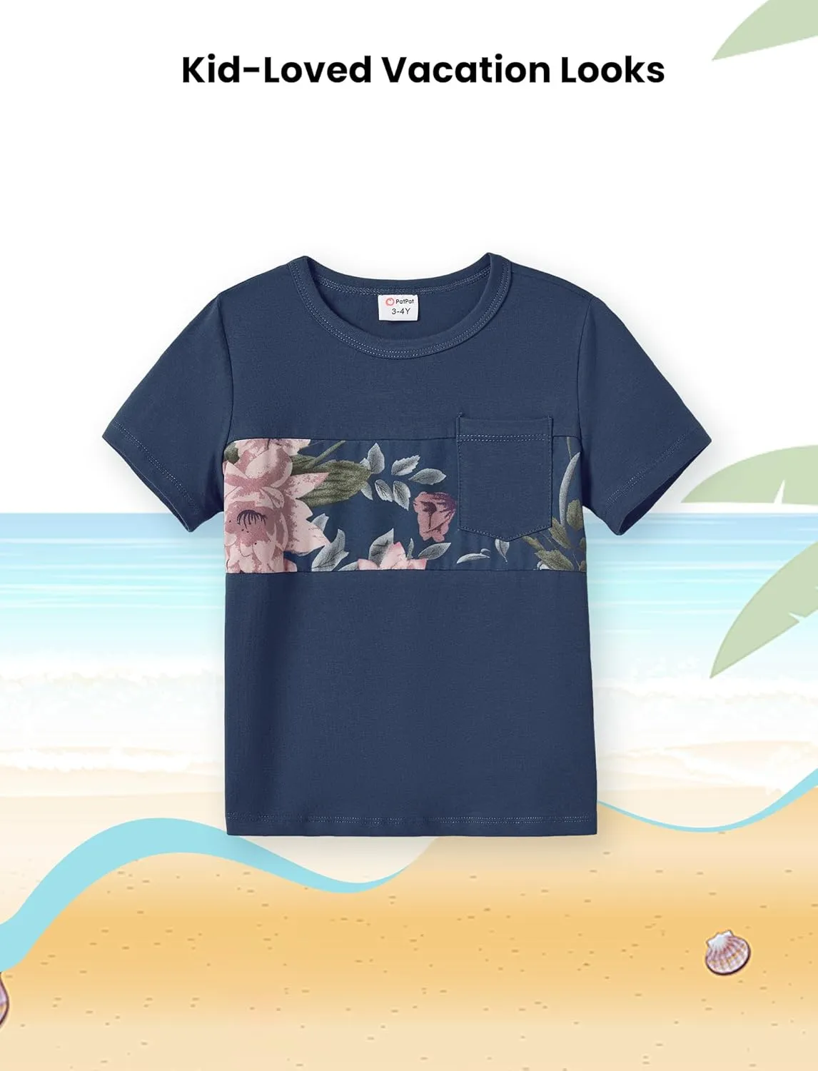 PATPAT Family Matching Outfits Mommy and Me Dresses Hawaiian Tropical Vacation Beach Spaghetti Strap Dress and Shirt
