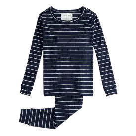 Petit Lem - Organic Modal Rib Pajama Set - Dress Blues Stripe