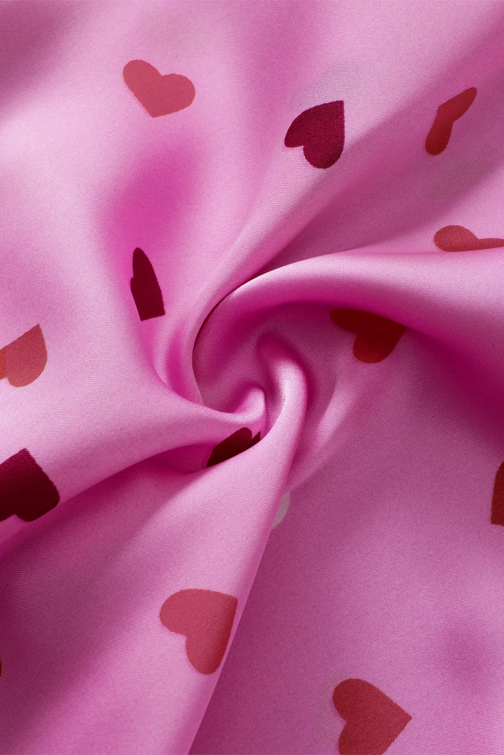 Pink Valentine Heart Print Plus Size Pajama Set