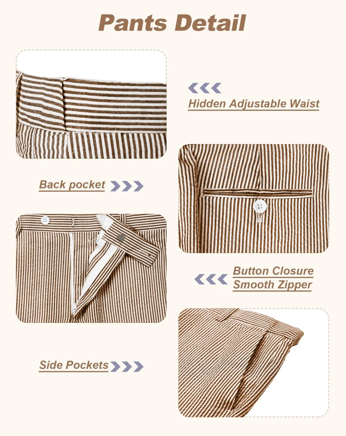 Seersucker Mens Suit 2 Piece Slim Fit Stripe Suits Tuxedo Blazer Jackets Pants Set Summer Beach Wedding Outfit for Men