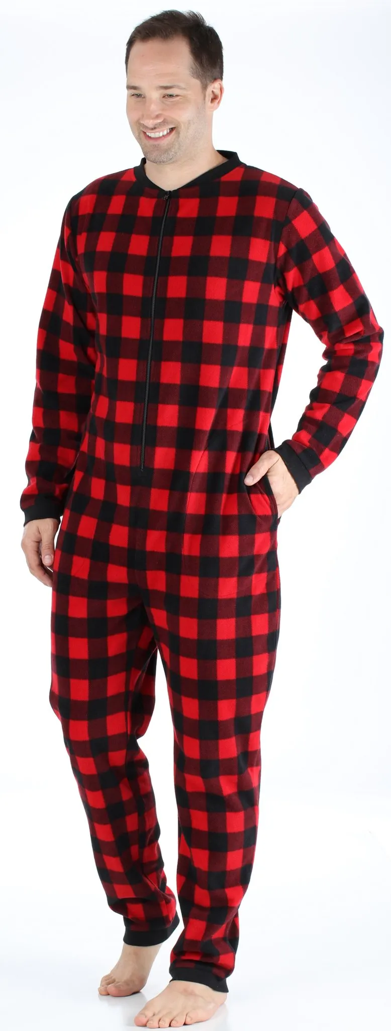Sleepyheads Men’s Fleece Non-Footed Solid Color Onesie Pajamas Jumpsuit