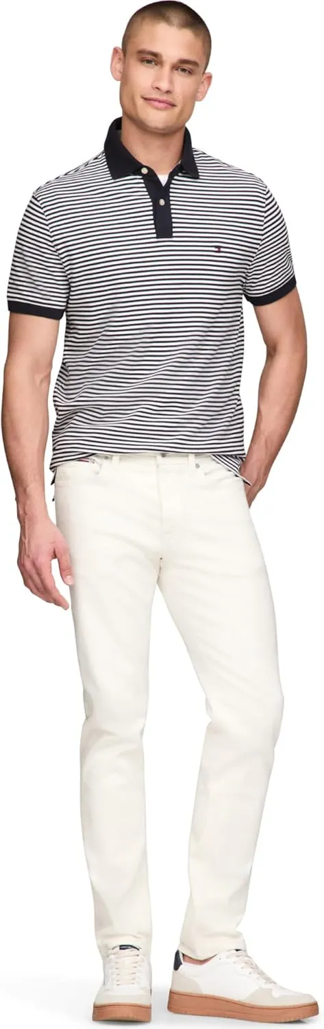 Tommy Hilfiger Men's Short Sleeve Polo Shirts in Regular Fit with Stretch and Organic Pique Cotton