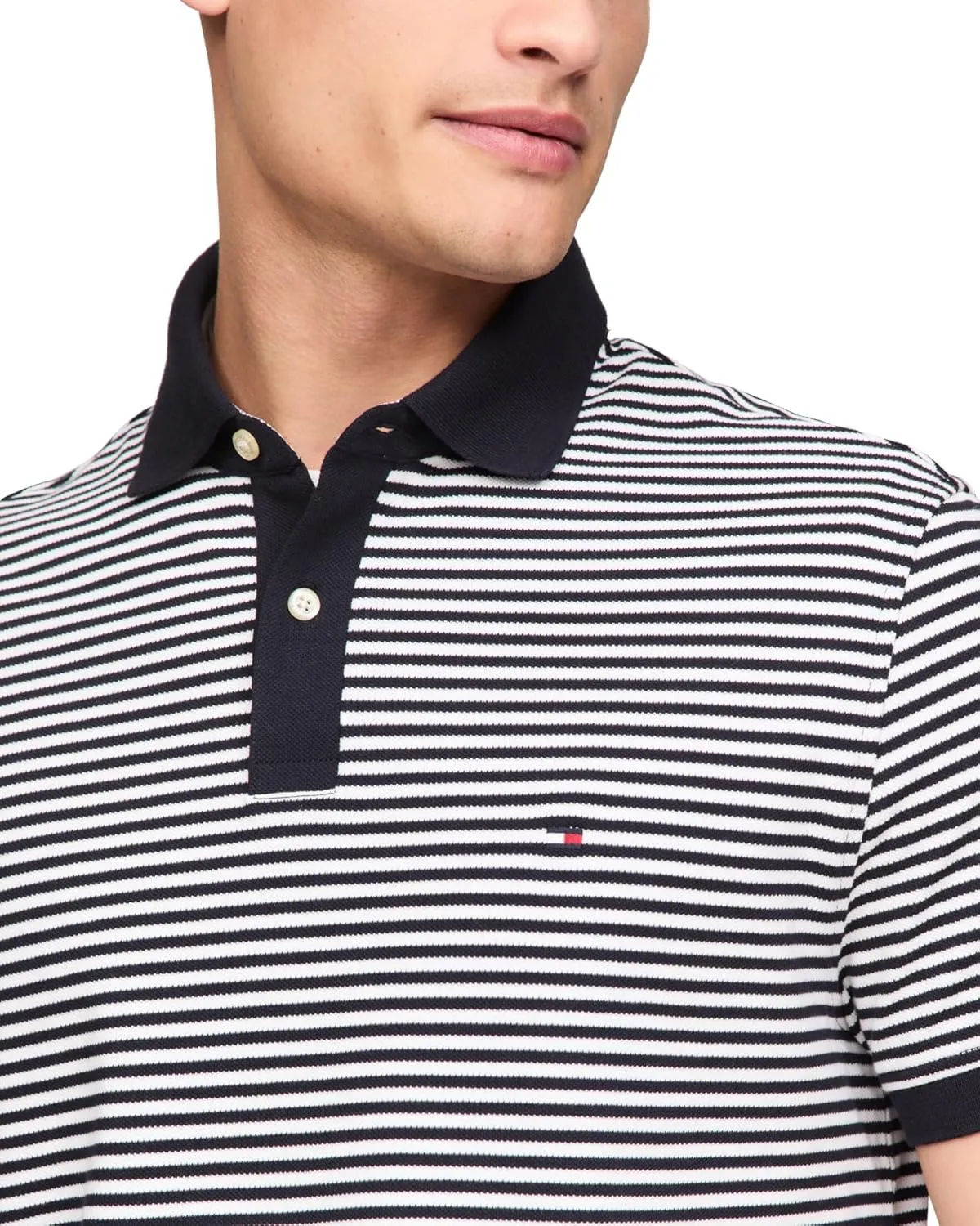Tommy Hilfiger Men's Short Sleeve Polo Shirts in Regular Fit with Stretch and Organic Pique Cotton