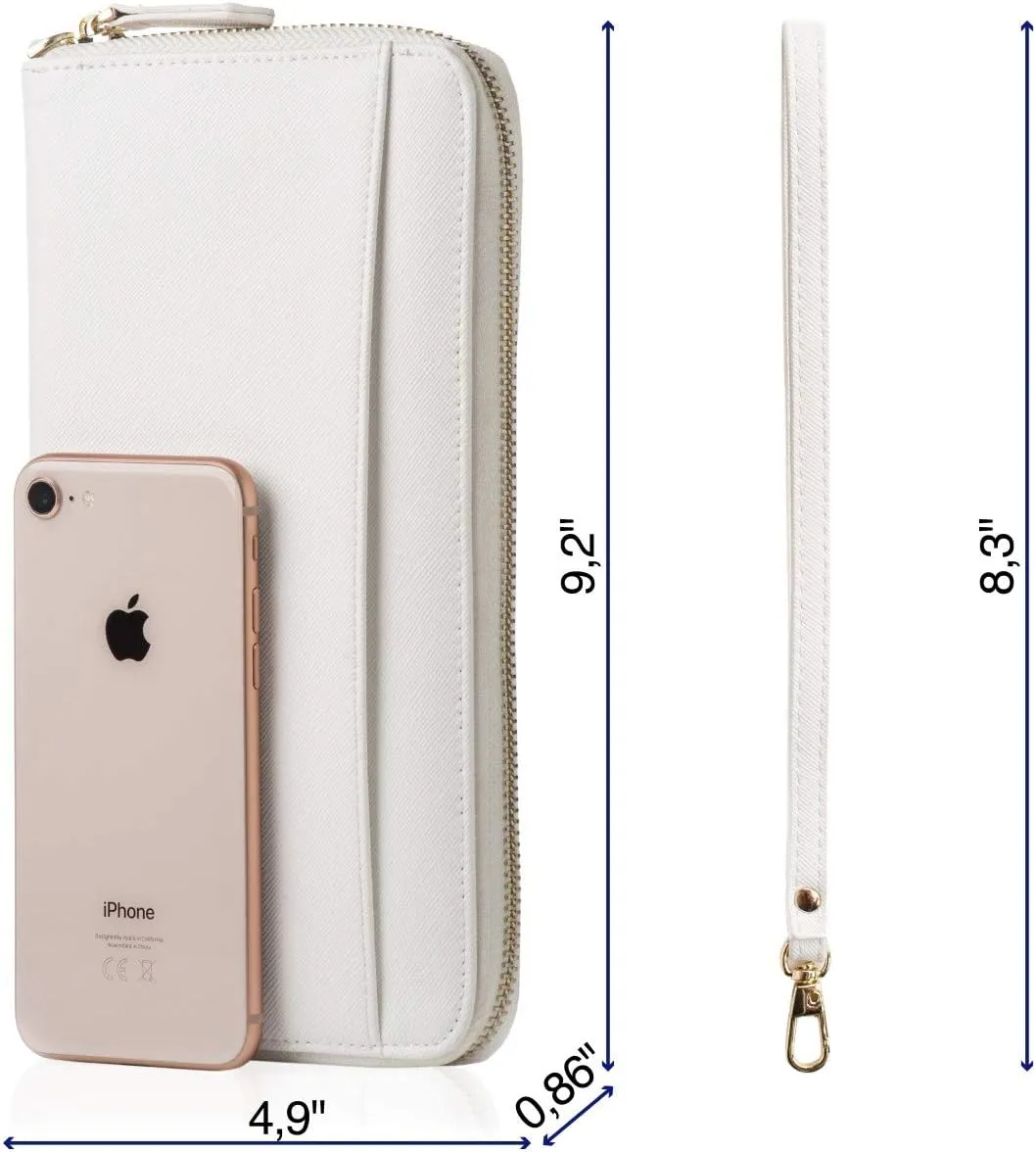 Travel Document Organizer - RFID Passport Wallet Case Family Holder Id Wristlet