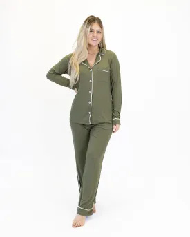 Women's Long Pajama Set in Olive